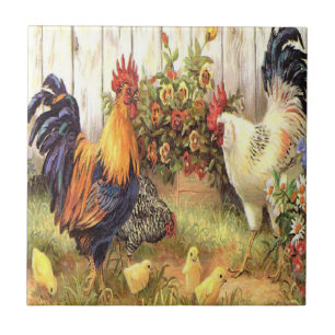 Carreau de céramique de pays de poule française