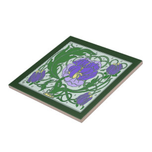 Carreau de céramique de pivoine pourpre de Nouveau