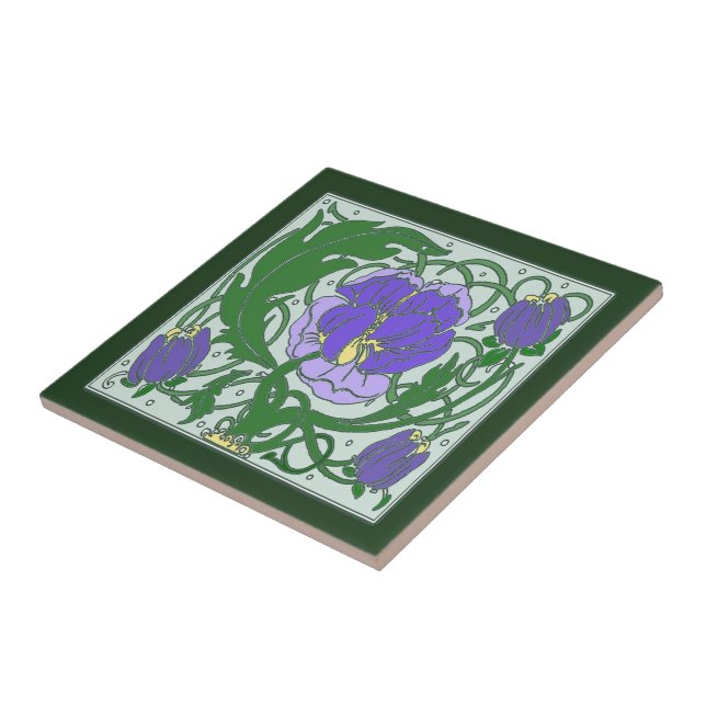 Carreau de céramique de pivoine pourpre de Nouveau (Côté)