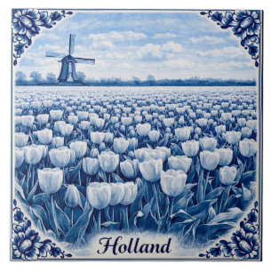 Carreau de céramique de style Delft Blue avec tuli