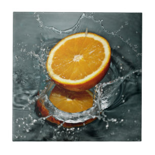 Carreau de céramique d'éclaboussure orange