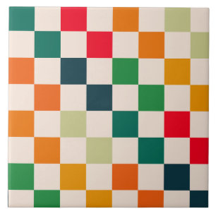 Carreau de céramique décoratif à blocs de couleur
