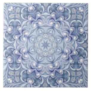 Carreau de céramique décoratif bleu