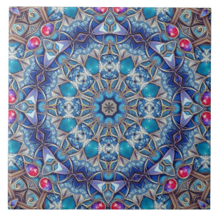Carreau de céramique décoratif bleu