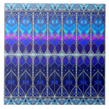 Carreau de céramique décoratif bleu