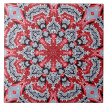 Carreau de céramique décoratif rouge