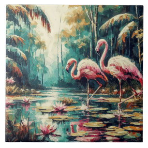 Carreau de céramique Flamant Tropical