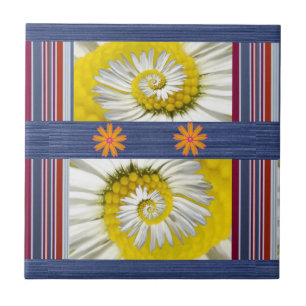 Carreau de céramique Fleur de marguerite blanche