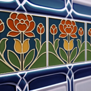Carreau de céramique floral Art Nouveau Bloom