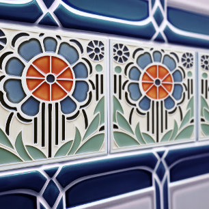 Carreau de céramique floral Art Nouveau Bloom
