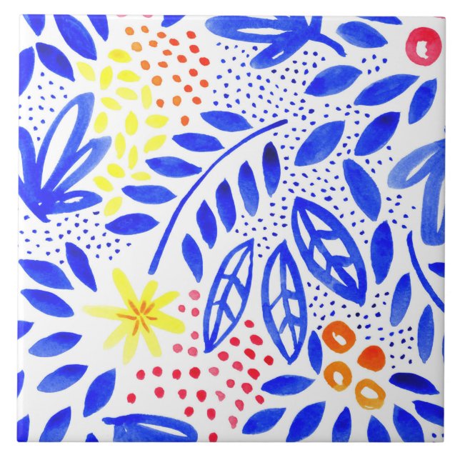 Carreau de céramique floral audacieux de belle - 1 (Devant)