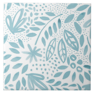 Carreau de céramique floral bleu de belle