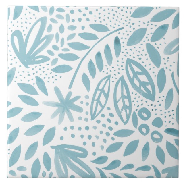 Carreau de céramique floral bleu de belle (Devant)
