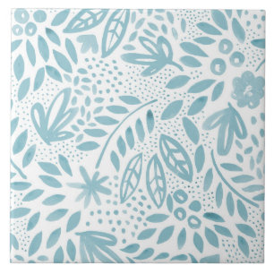 Carreau de céramique floral bleu de belle - 2