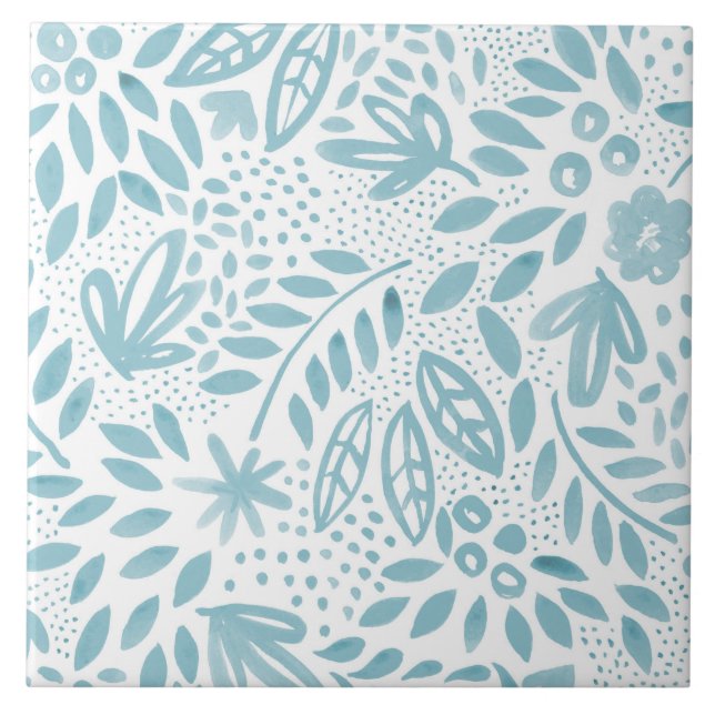 Carreau de céramique floral bleu de belle - 2 (Devant)