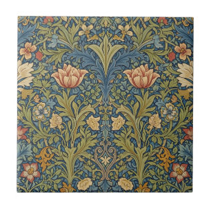 Carreau de céramique floral inspiré de William Mor