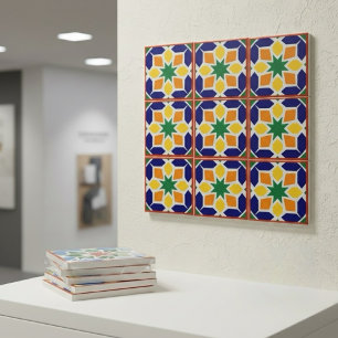 Carreau de céramique géométrique marocain vibrant