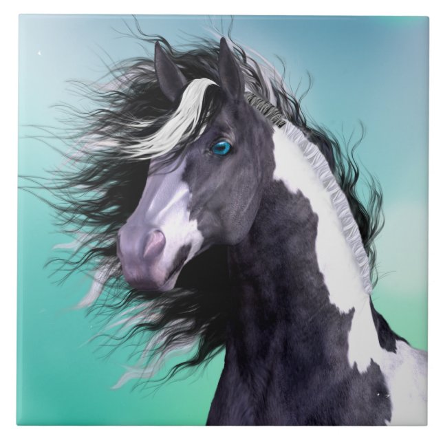 Carreau de céramique gitan du cheval 6x6 de Vanner (Devant)