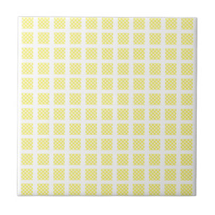 Carreau de céramique jaune et blanc à rayures carr