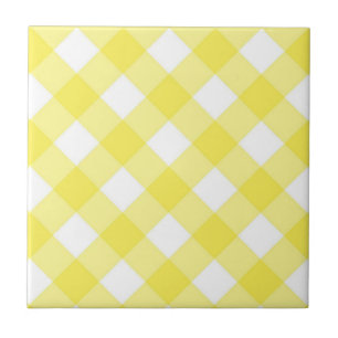 Carreau de céramique jaune et blanc à rayures carr