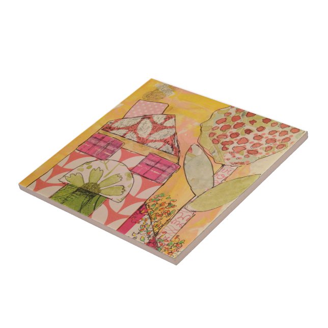 Carreau de céramique - Maison en techniques mixtes (Côté)