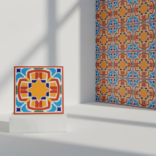 Carreau de céramique marocain étoile soleil brilla