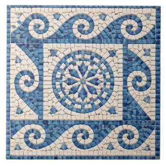 Carreau de céramique méditerranéen en mosaïque ble