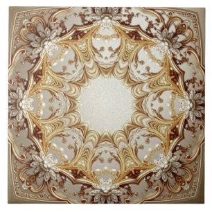 Carreau de céramique orné doré