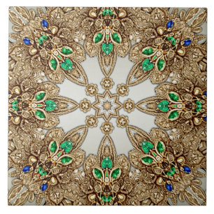 Carreau de céramique orné doré élégant