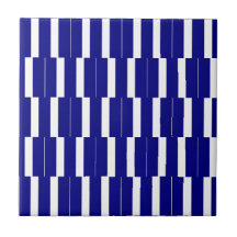 Carreau de céramique rayé bleu et blanc