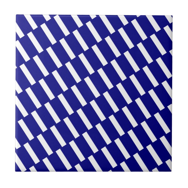 Carreau de céramique rayé bleu et blanc (Devant)