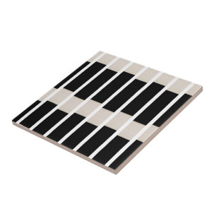 Carreau de céramique rayure noire et beige