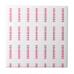 Carreau de céramique rose et blanc à rayures carré