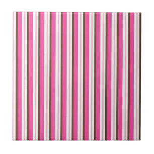 Carreau de céramique rose marron blanc rayure
