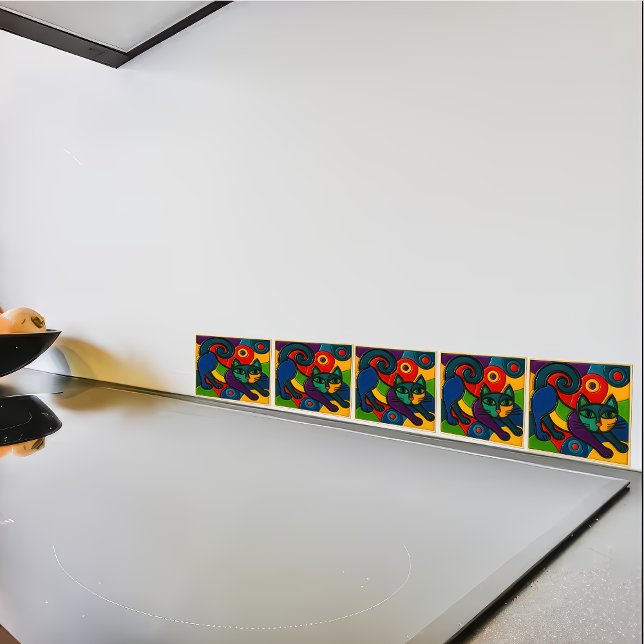 Carreau de chat qui s'étire (stretching cat ceramic tiles)