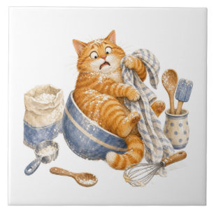 Carreau de cuisine chat drôle