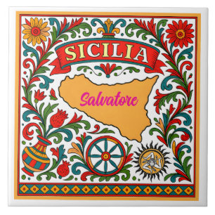 Carreau de design sicilien Sicilia (personnaliser 