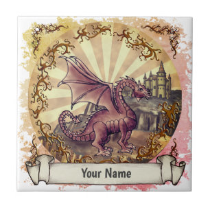 Carreau de dragon de château sépia