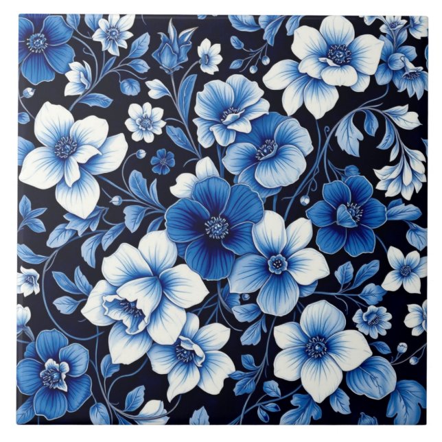 carreau de floraison de velours bleu (Devant)