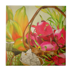 Carreau De fruit tropical d'aquarelle d'art toujours la