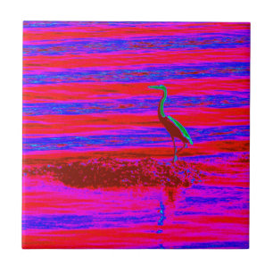 carreau de héron rouge et bleu