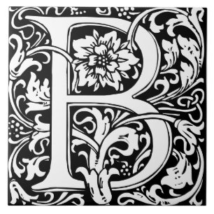 Carreau de lettre B monogramme d'alphabet floral