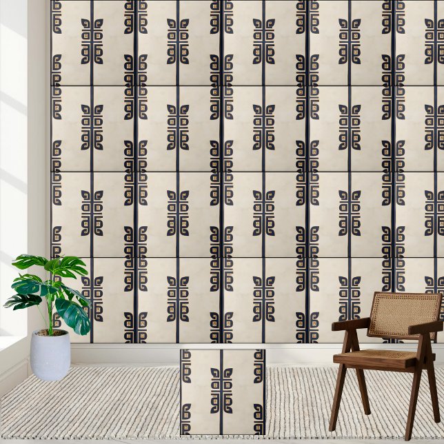 Carreau de Motif de clé grecque géométrique (Geometric Greek Key Pattern Tile)