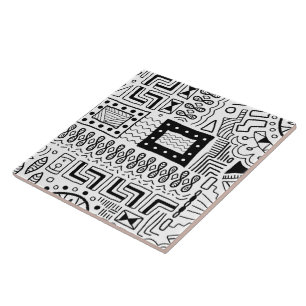 Carreau de motif tribal blanc noir