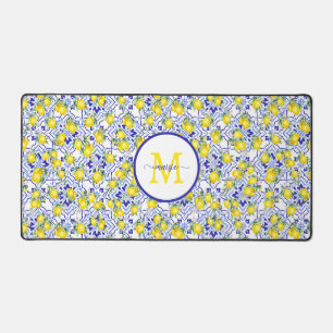 Carreau de style provençal bleu citron avec monogr