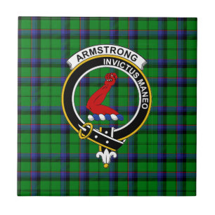 Carreau de tartan, badge et devise des Armstrong
