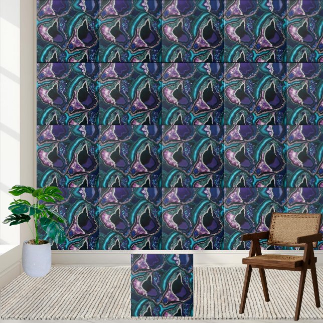 Carreau de tranche d'agrégation de géoode Abstrait (Abstract Geode Agate Slice Tile)