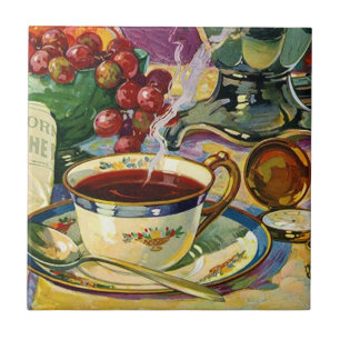 Carreau De tuile de trépied toujours café vintage de matin