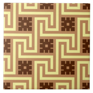 Carreau Déco Clé grecque, Tan, Brown et Jaune