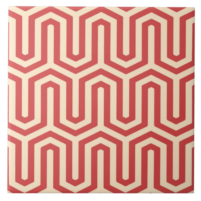 Carreau Déco motif égyptien - corail orange (Devant)